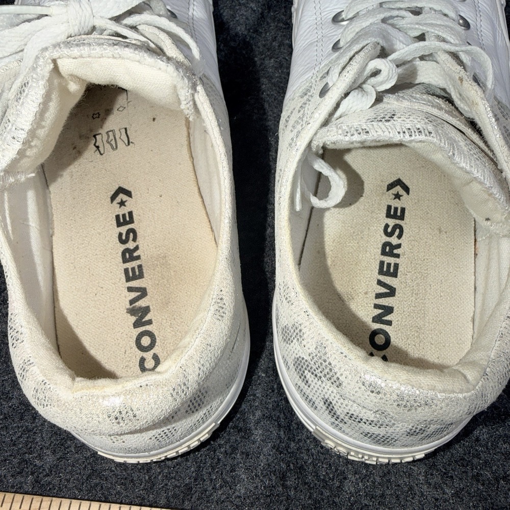Converse Chuck Taylor All Star White Leather Leopard Print Sneakers Womens 10 - Picture 13 of 13